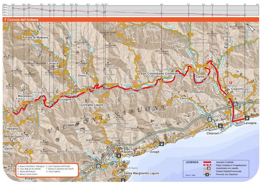 Ciclovia Ardesia, mappa